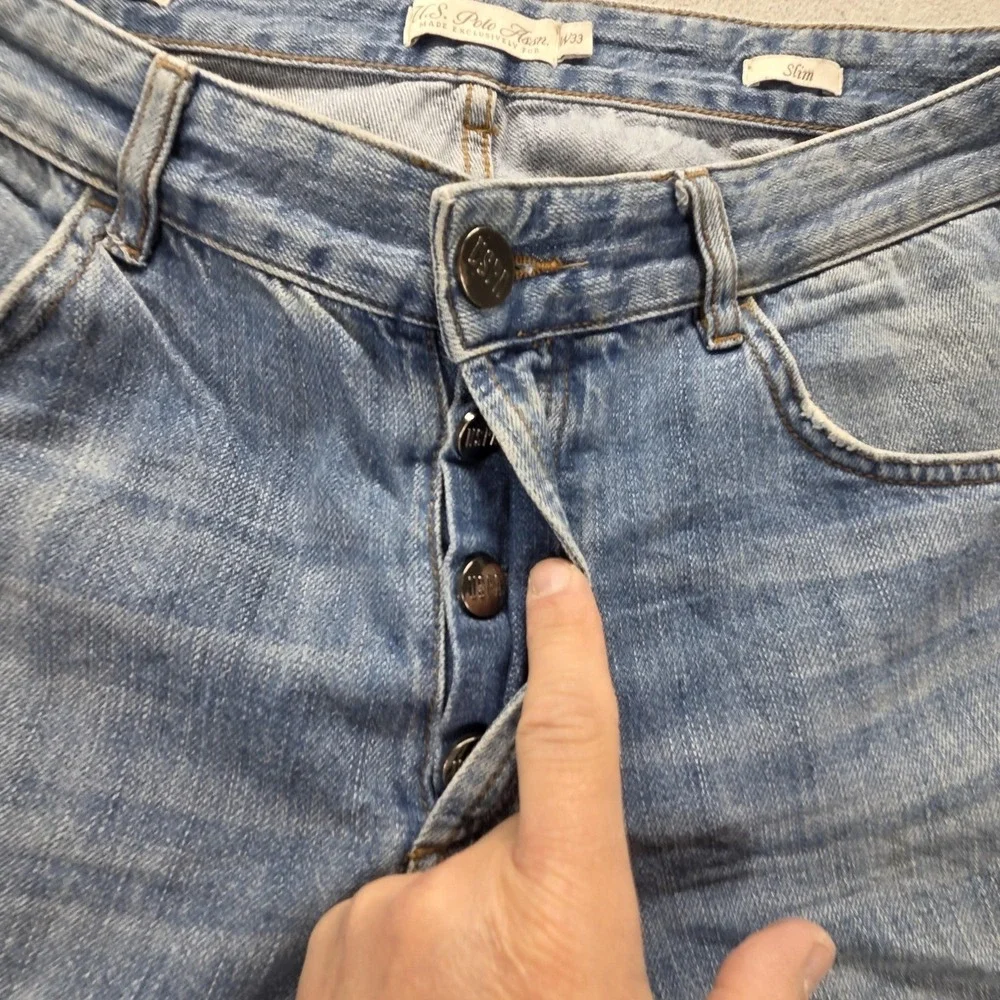U.S. Polo Assn. Jeans Mens 33x31 Blue Selvedge Slim Whiskers